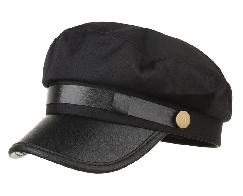 Brcus Mens Womens Newsboy Cap Yacht Captain Sailor Hat Cabbie Baker Boy Peaked Beret Black - Image 2